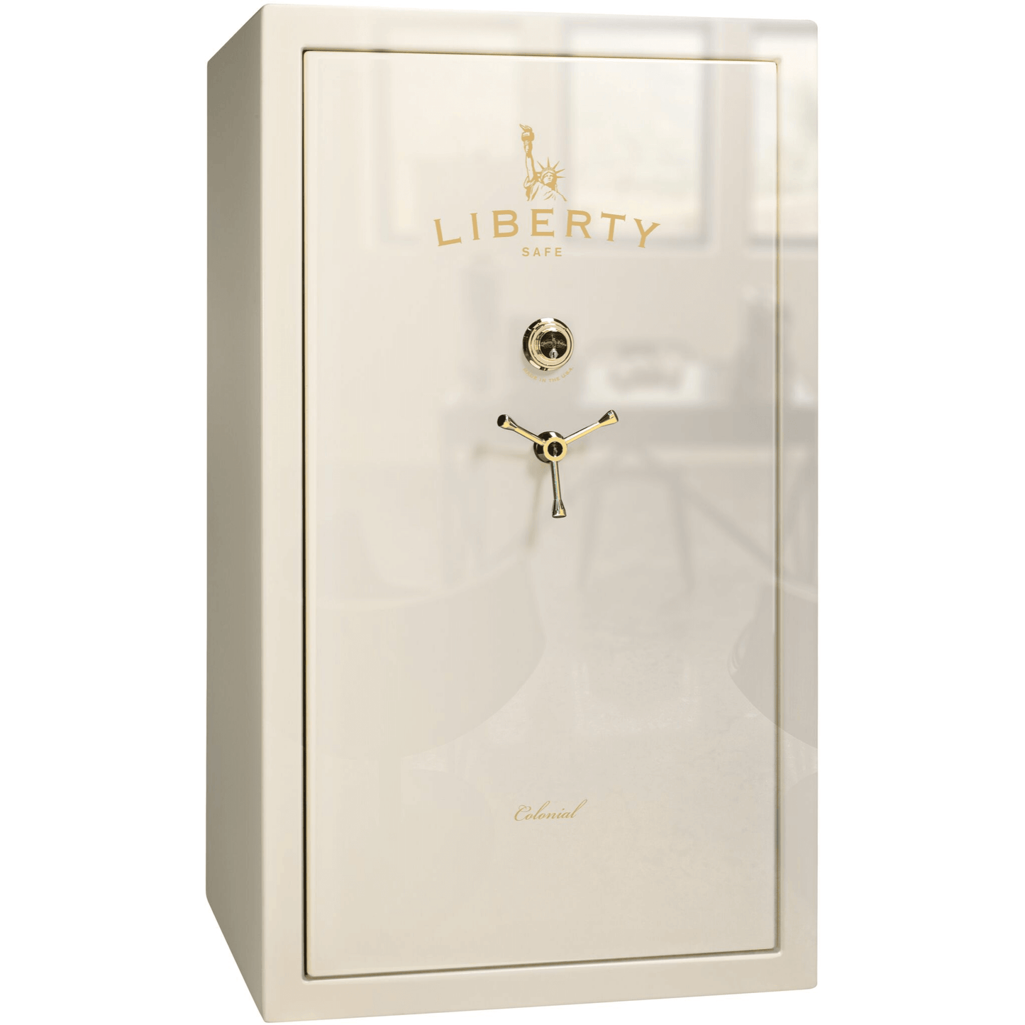 Colonial Series | Level 4 Security | 75 Minute Fire Protection | 50 | DIMENSIONS: 72.5"(H) X 42"(W) X 27.5"(D*) | White Gloss Brass | Mechanical Lock