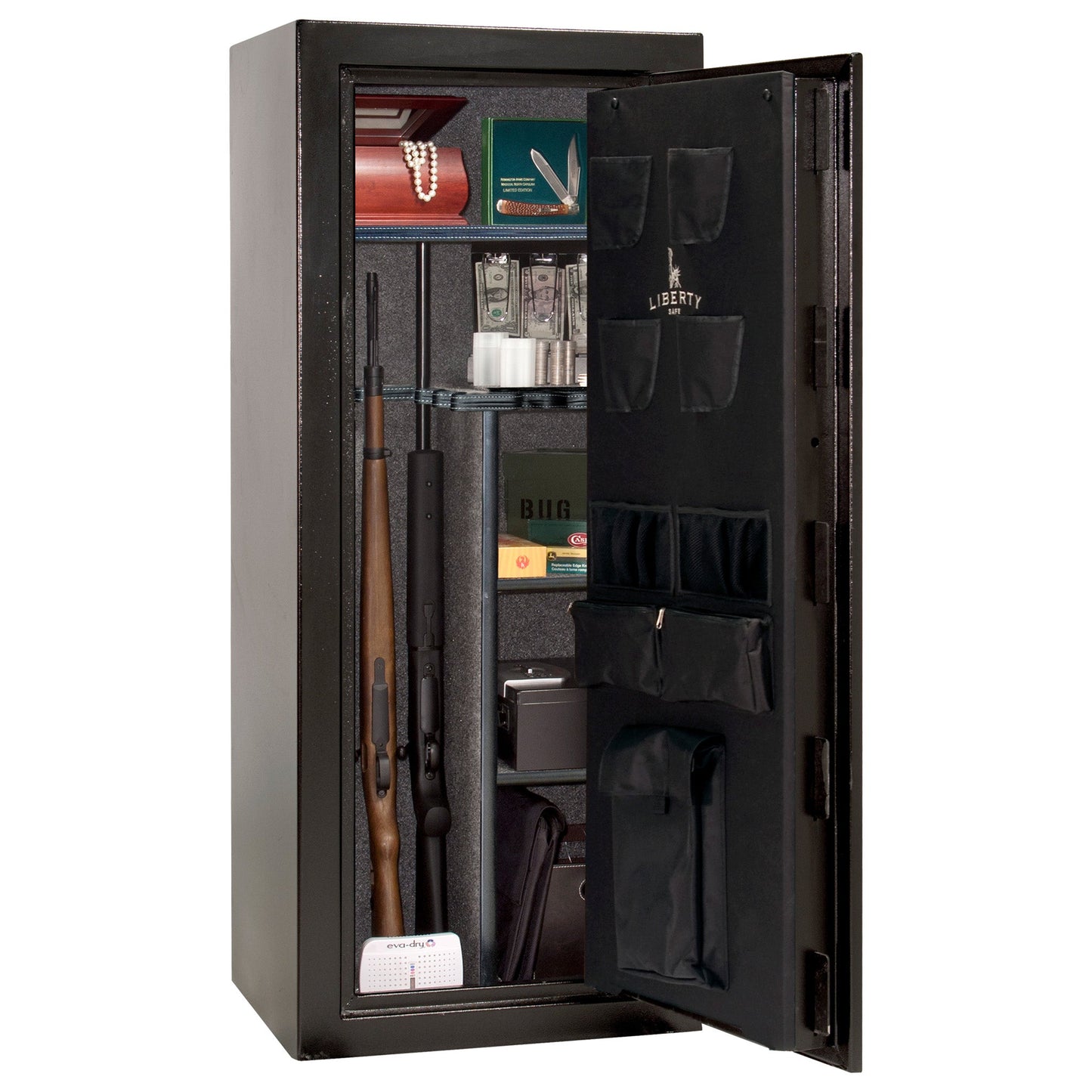 Centurion 18 | Level 1 Security | 30 Minute Fire Protection | Dimensions: 59.5" x 24.25" x 20" | Textured Black | Elock - Open Door